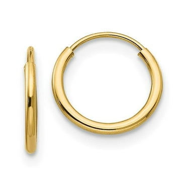 0.8IN Long 14k White Gold Childs 1.25mm Hoop Earrings w/Gift Box 